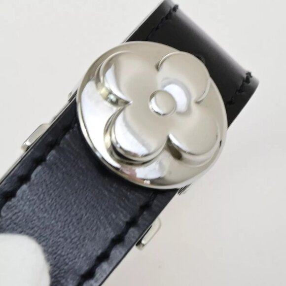 LOUIS VUITTON Good Luck Bracelet Bangle Monogram Leather Black - Picture 7 of 11